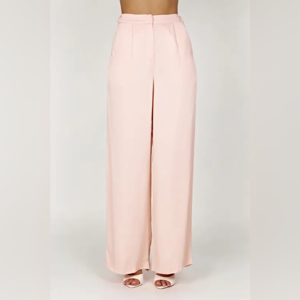 NWT Meshki Nour Satin Wide Leg Pants XS - Apricot